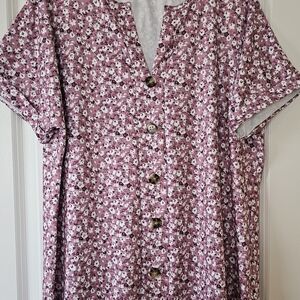 SHEIN Mauve Pink Floral Button-Down Women’s Top